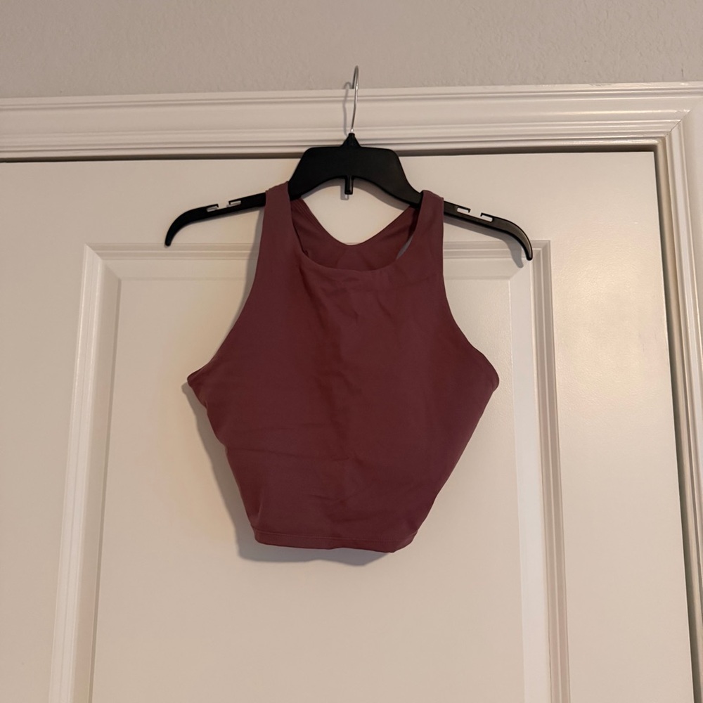 CRZ YOGA MAUVE HIGH NECK LONGLINE SPORTS BRA SIZE MEDIUM - Picture 2 of 3